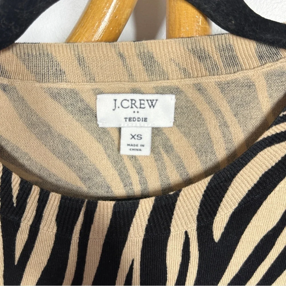 J. Crew Zebra Teddie Printed Sweater sz XS